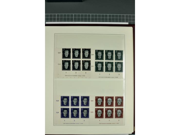 1949/90, in den Hauptnummern nahezu komplette postfrische Sammlung der Druckvermerke und Druckereizeichen, meist in Vierer- o