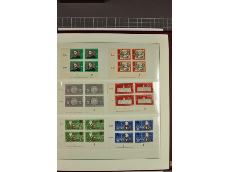 1949/90, in den Hauptnummern nahezu komplette postfrische Sammlung der Druckvermerke und Druckereizeichen, meist in Vierer- o