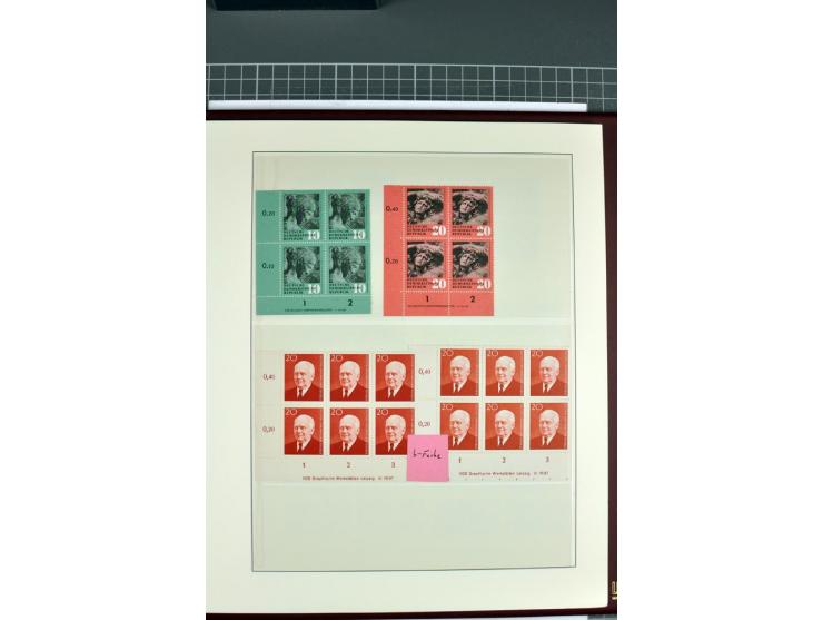 1949/90, in den Hauptnummern nahezu komplette postfrische Sammlung der Druckvermerke und Druckereizeichen, meist in Vierer- o
