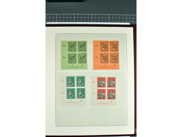 1949/90, in den Hauptnummern nahezu komplette postfrische Sammlung der Druckvermerke und Druckereizeichen, meist in Vierer- o