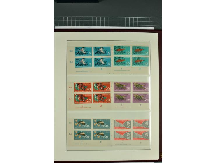 1949/90, in den Hauptnummern nahezu komplette postfrische Sammlung der Druckvermerke und Druckereizeichen, meist in Vierer- o