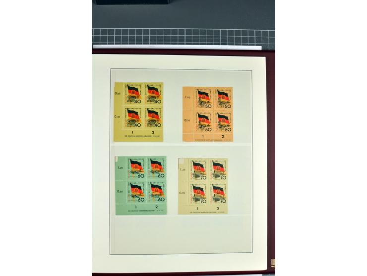 1949/90, in den Hauptnummern nahezu komplette postfrische Sammlung der Druckvermerke und Druckereizeichen, meist in Vierer- o