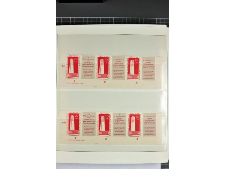 1949/90, in den Hauptnummern nahezu komplette postfrische Sammlung der Druckvermerke und Druckereizeichen, meist in Vierer- o