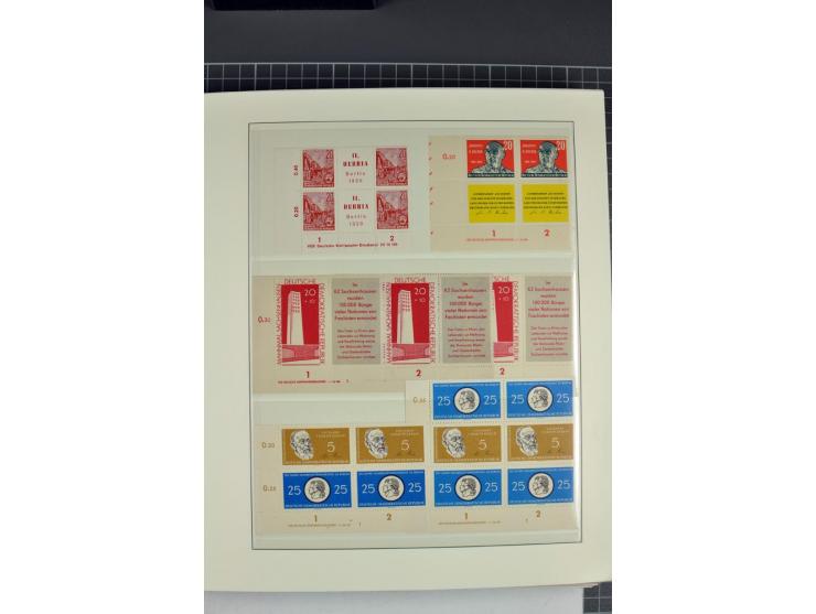 1949/90, in den Hauptnummern nahezu komplette postfrische Sammlung der Druckvermerke und Druckereizeichen, meist in Vierer- o