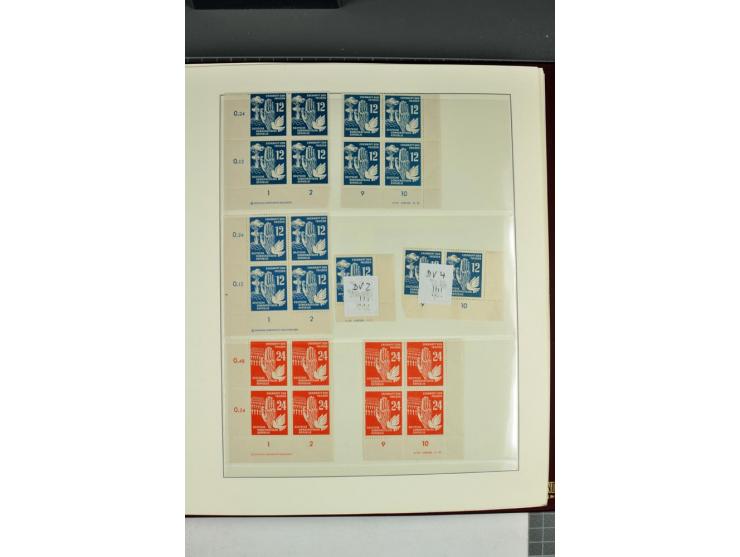 1949/90, in den Hauptnummern nahezu komplette postfrische Sammlung der Druckvermerke und Druckereizeichen, meist in Vierer- o