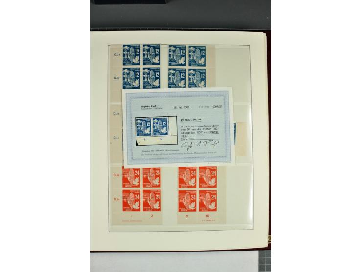 1949/90, in den Hauptnummern nahezu komplette postfrische Sammlung der Druckvermerke und Druckereizeichen, meist in Vierer- o
