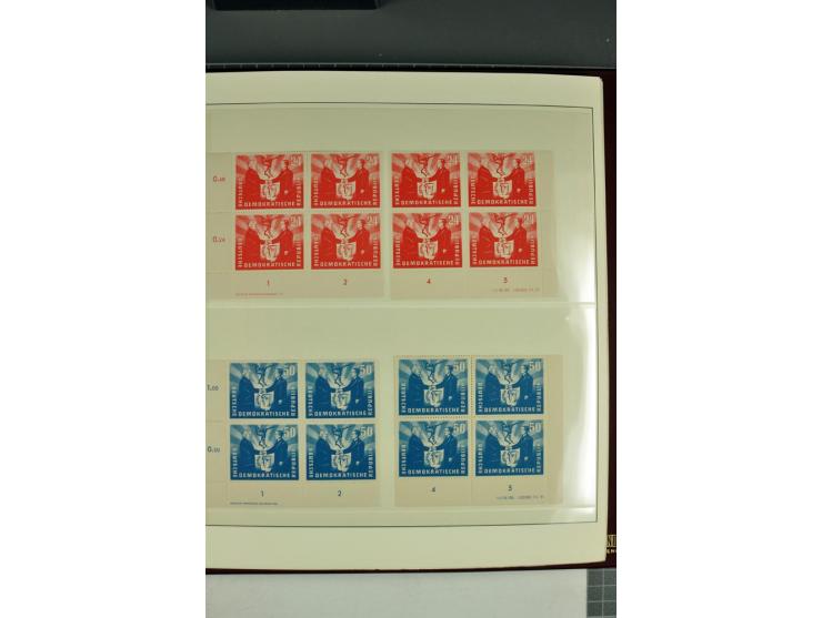 1949/90, in den Hauptnummern nahezu komplette postfrische Sammlung der Druckvermerke und Druckereizeichen, meist in Vierer- o