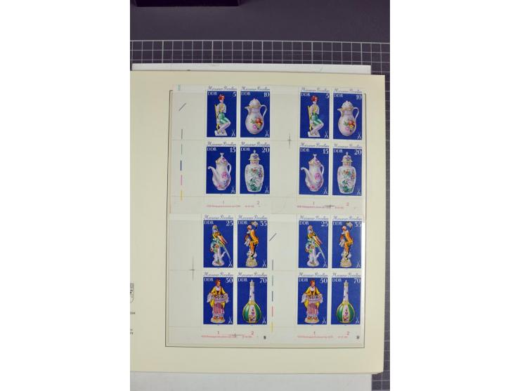 1949/90, in den Hauptnummern nahezu komplette postfrische Sammlung der Druckvermerke und Druckereizeichen, meist in Vierer- o