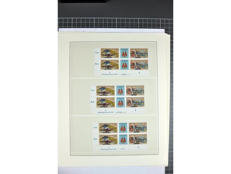 1949/90, in den Hauptnummern nahezu komplette postfrische Sammlung der Druckvermerke und Druckereizeichen, meist in Vierer- o