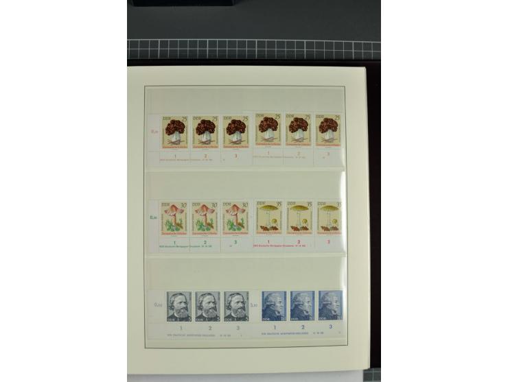 1949/90, in den Hauptnummern nahezu komplette postfrische Sammlung der Druckvermerke und Druckereizeichen, meist in Vierer- o