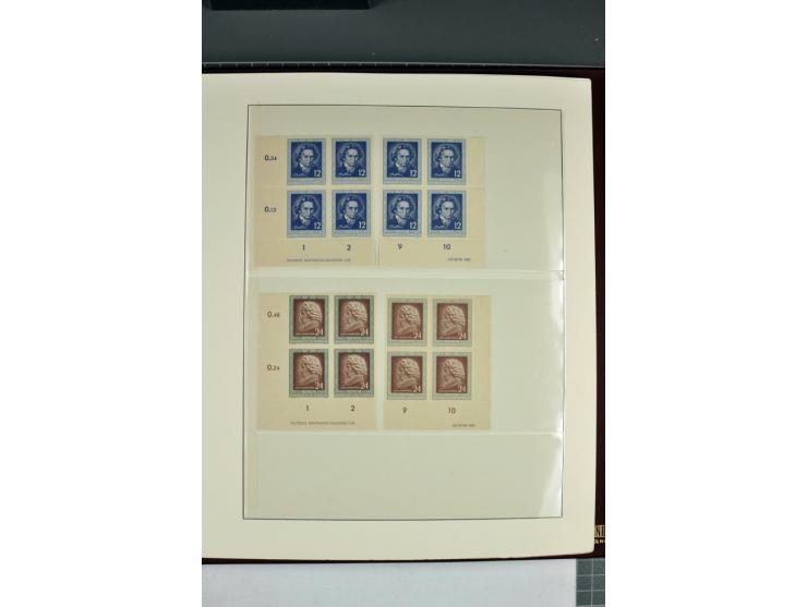 1949/90, in den Hauptnummern nahezu komplette postfrische Sammlung der Druckvermerke und Druckereizeichen, meist in Vierer- o
