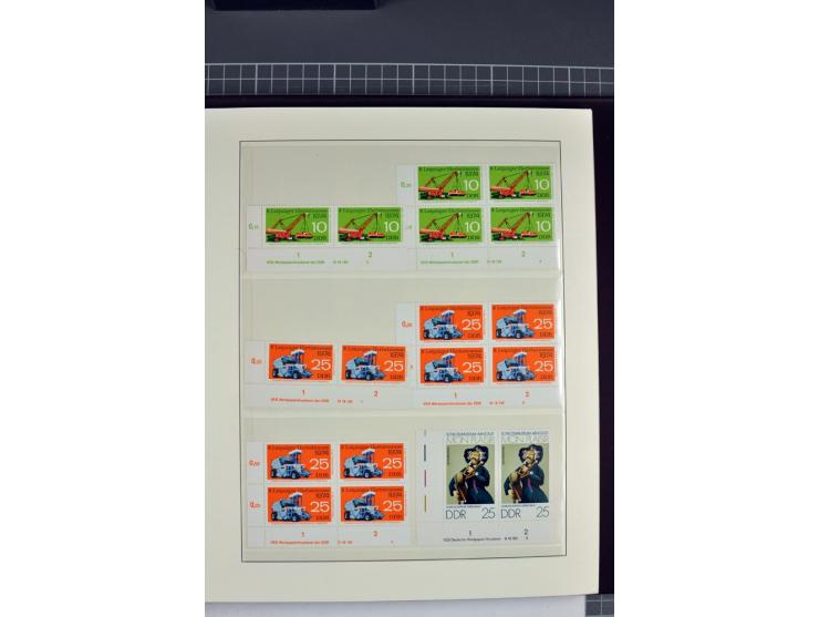 1949/90, in den Hauptnummern nahezu komplette postfrische Sammlung der Druckvermerke und Druckereizeichen, meist in Vierer- o