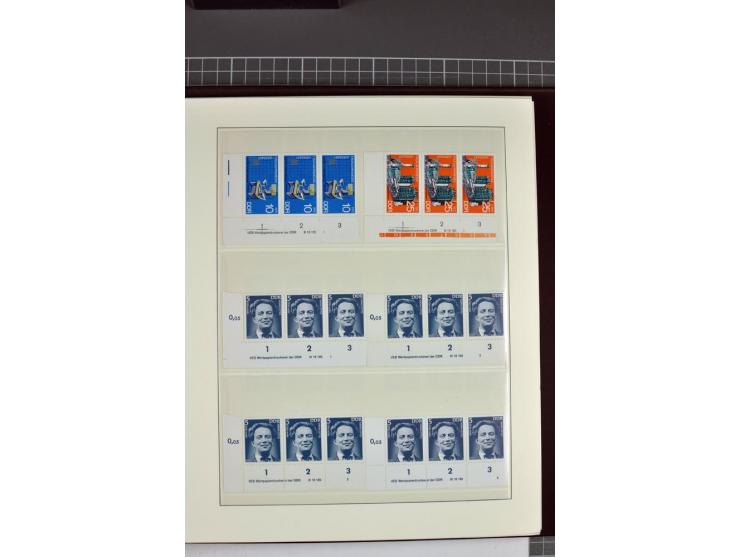 1949/90, in den Hauptnummern nahezu komplette postfrische Sammlung der Druckvermerke und Druckereizeichen, meist in Vierer- o