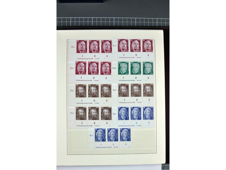 1949/90, in den Hauptnummern nahezu komplette postfrische Sammlung der Druckvermerke und Druckereizeichen, meist in Vierer- o