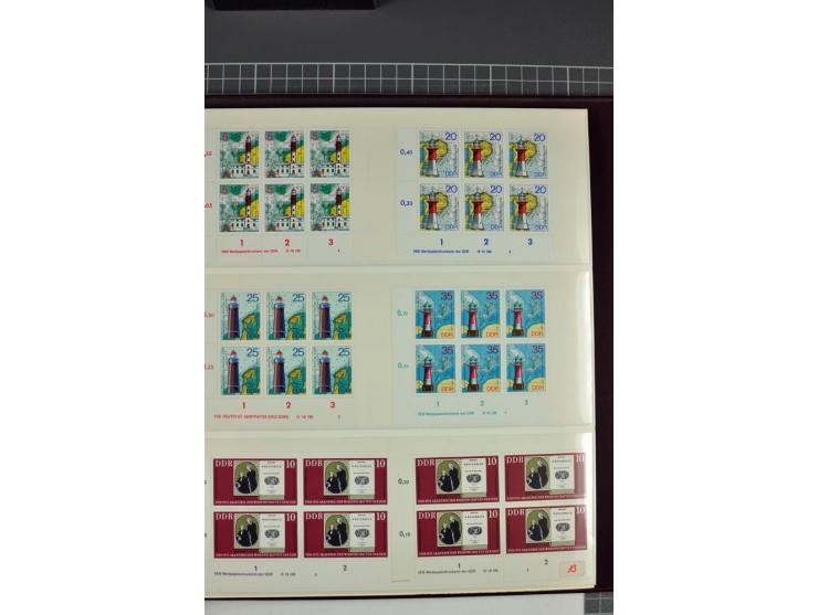 1949/90, in den Hauptnummern nahezu komplette postfrische Sammlung der Druckvermerke und Druckereizeichen, meist in Vierer- o