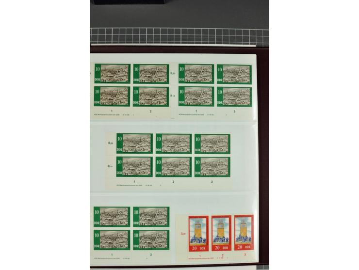 1949/90, in den Hauptnummern nahezu komplette postfrische Sammlung der Druckvermerke und Druckereizeichen, meist in Vierer- o
