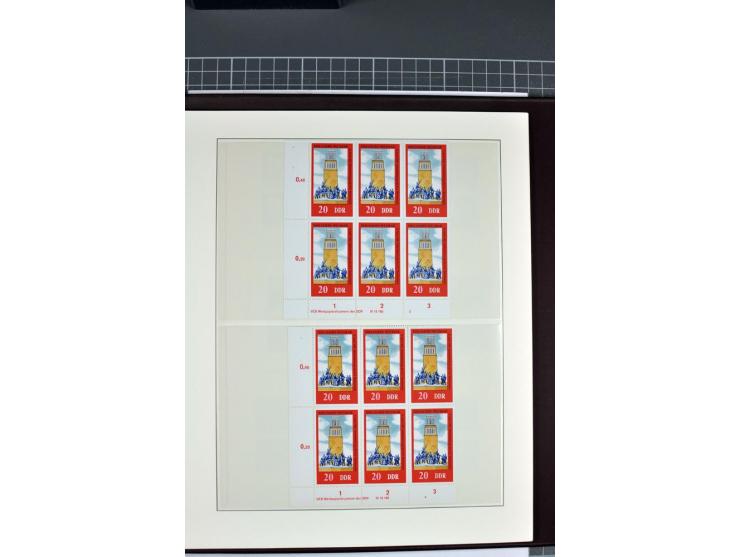 1949/90, in den Hauptnummern nahezu komplette postfrische Sammlung der Druckvermerke und Druckereizeichen, meist in Vierer- o