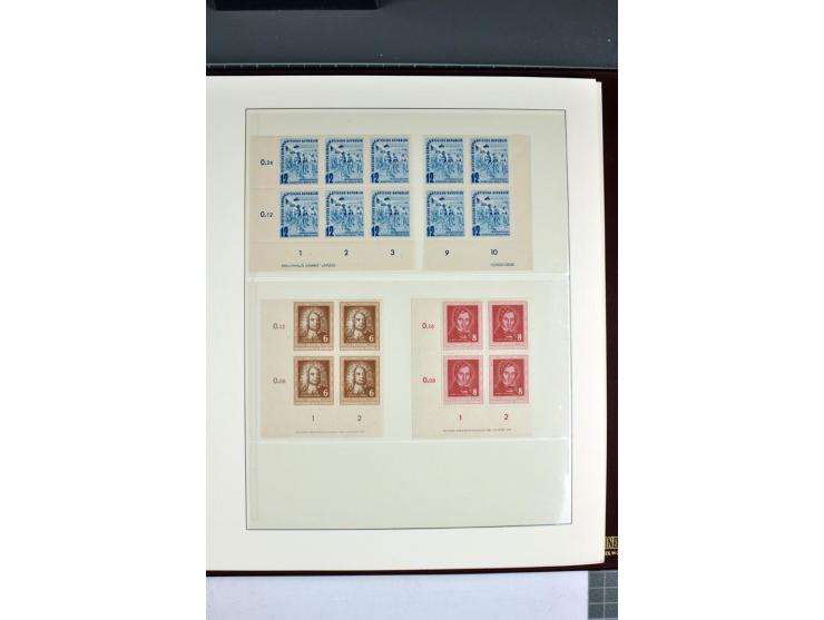 1949/90, in den Hauptnummern nahezu komplette postfrische Sammlung der Druckvermerke und Druckereizeichen, meist in Vierer- o