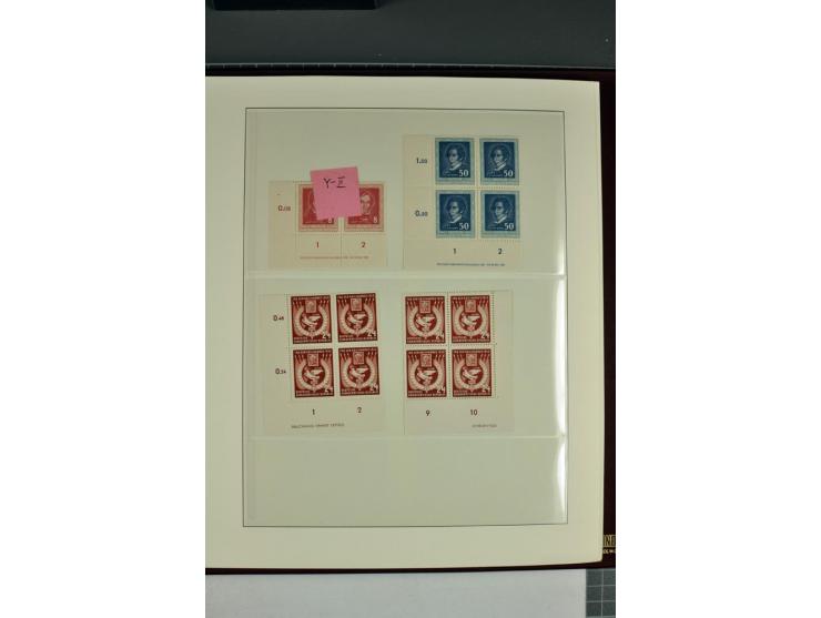 1949/90, in den Hauptnummern nahezu komplette postfrische Sammlung der Druckvermerke und Druckereizeichen, meist in Vierer- o