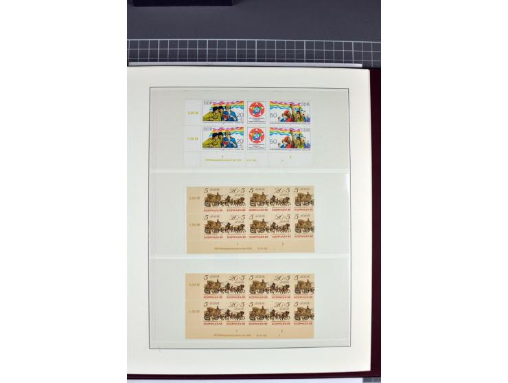 1949/90, in den Hauptnummern nahezu komplette postfrische Sammlung der Druckvermerke und Druckereizeichen, meist in Vierer- o