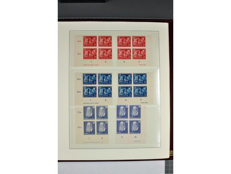 1949/90, in den Hauptnummern nahezu komplette postfrische Sammlung der Druckvermerke und Druckereizeichen, meist in Vierer- o