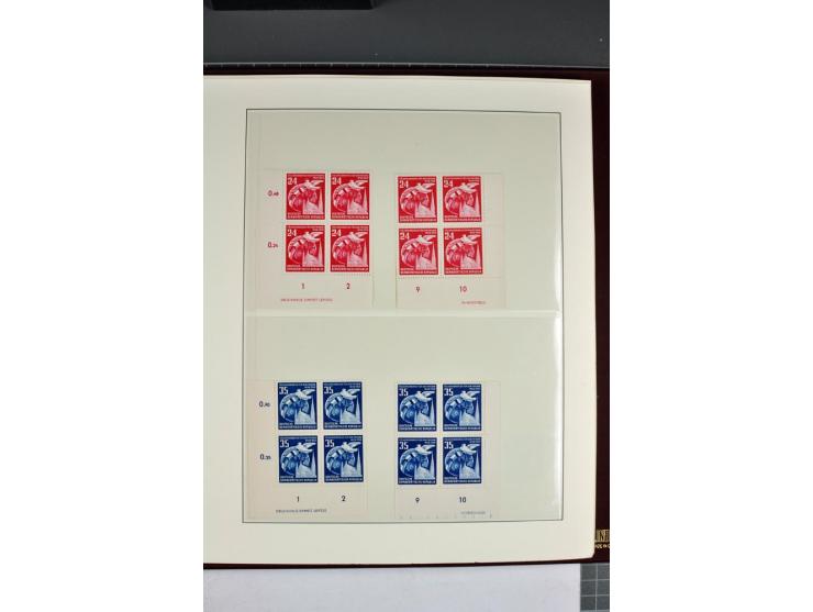 1949/90, in den Hauptnummern nahezu komplette postfrische Sammlung der Druckvermerke und Druckereizeichen, meist in Vierer- o