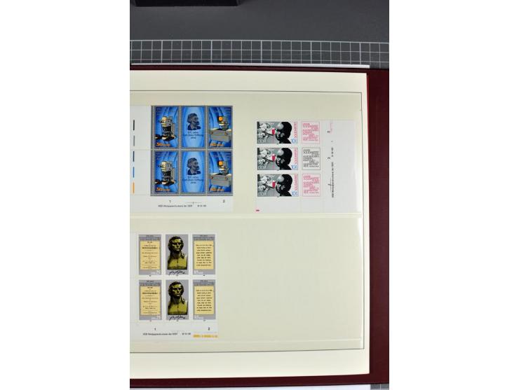 1949/90, in den Hauptnummern nahezu komplette postfrische Sammlung der Druckvermerke und Druckereizeichen, meist in Vierer- o