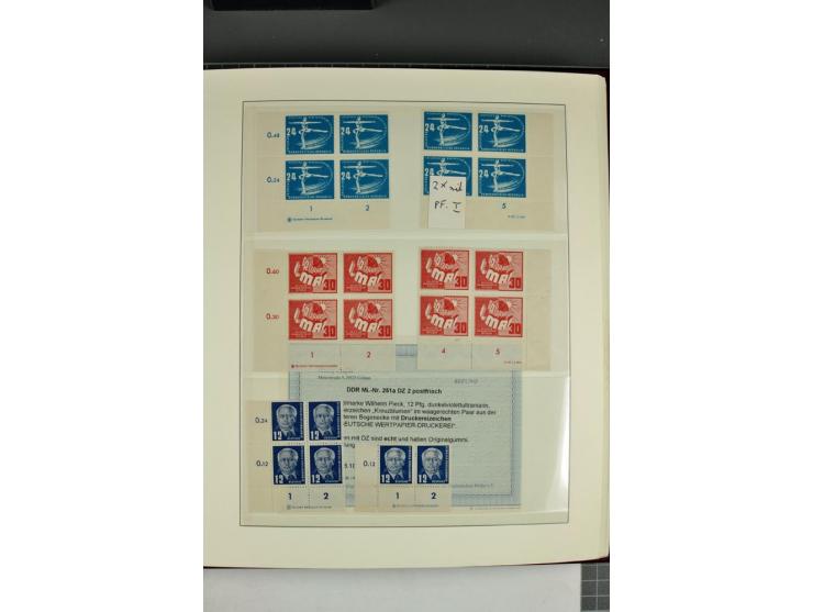 1949/90, in den Hauptnummern nahezu komplette postfrische Sammlung der Druckvermerke und Druckereizeichen, meist in Vierer- o