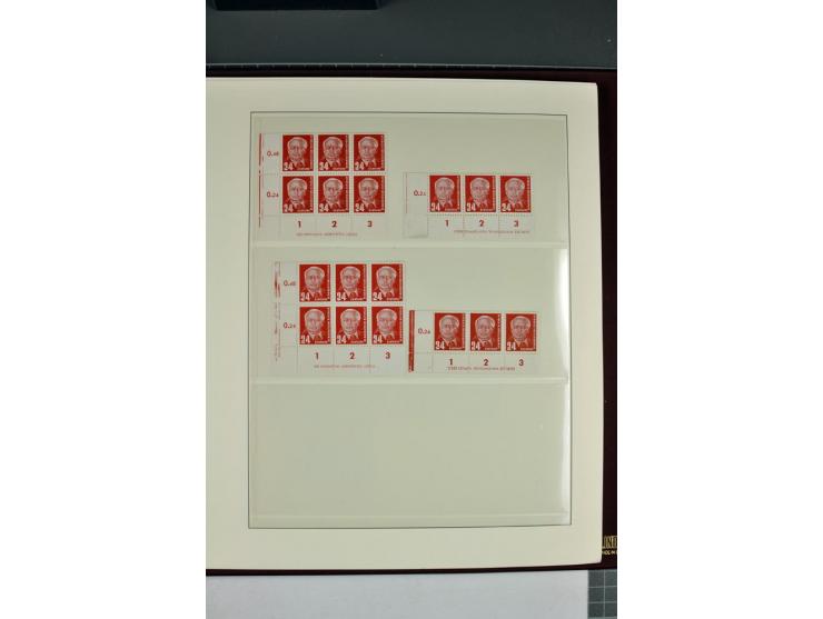 1949/90, in den Hauptnummern nahezu komplette postfrische Sammlung der Druckvermerke und Druckereizeichen, meist in Vierer- o