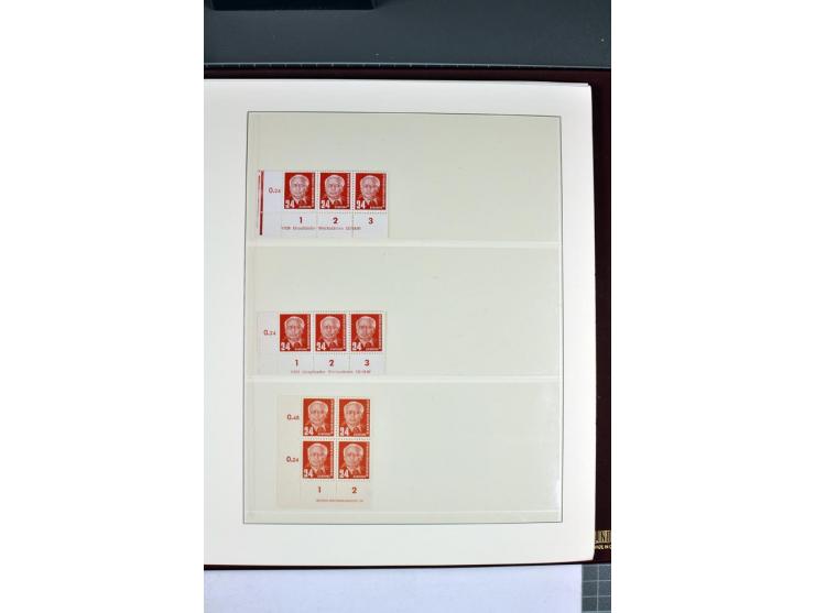 1949/90, in den Hauptnummern nahezu komplette postfrische Sammlung der Druckvermerke und Druckereizeichen, meist in Vierer- o