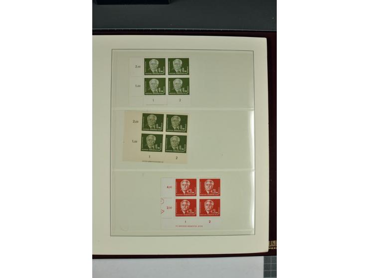 1949/90, in den Hauptnummern nahezu komplette postfrische Sammlung der Druckvermerke und Druckereizeichen, meist in Vierer- o