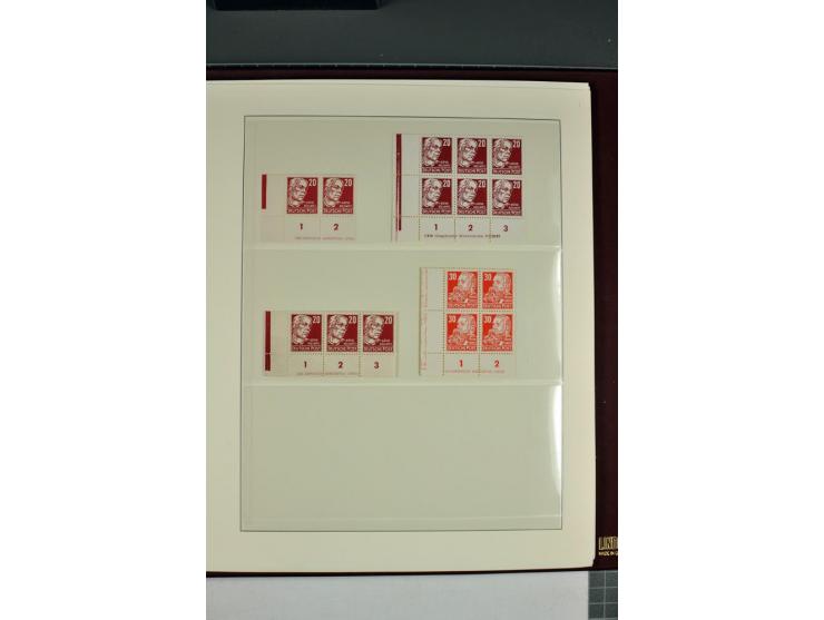 1949/90, in den Hauptnummern nahezu komplette postfrische Sammlung der Druckvermerke und Druckereizeichen, meist in Vierer- o