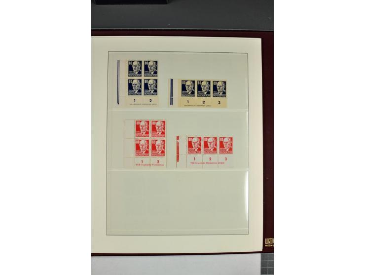 1949/90, in den Hauptnummern nahezu komplette postfrische Sammlung der Druckvermerke und Druckereizeichen, meist in Vierer- o