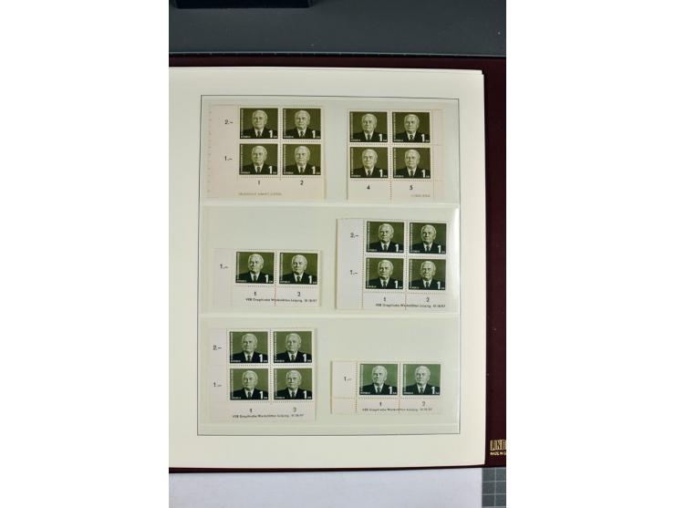 1949/90, in den Hauptnummern nahezu komplette postfrische Sammlung der Druckvermerke und Druckereizeichen, meist in Vierer- o