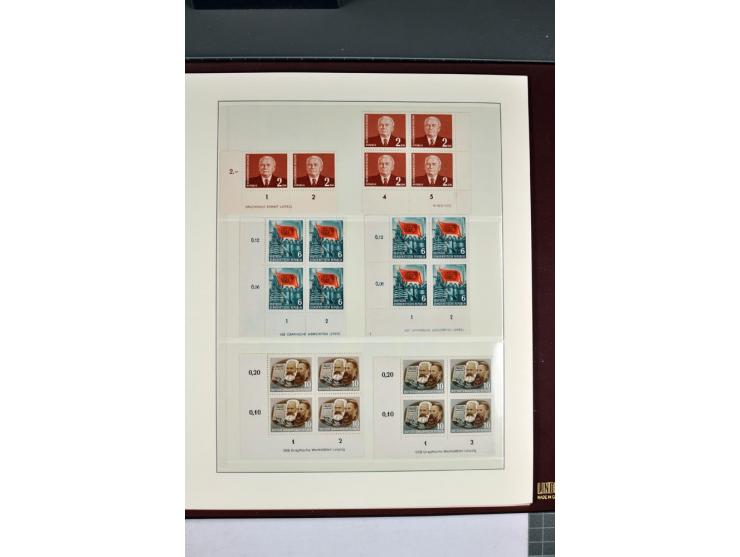 1949/90, in den Hauptnummern nahezu komplette postfrische Sammlung der Druckvermerke und Druckereizeichen, meist in Vierer- o