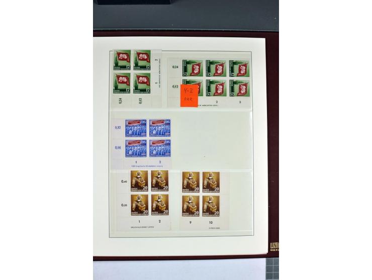 1949/90, in den Hauptnummern nahezu komplette postfrische Sammlung der Druckvermerke und Druckereizeichen, meist in Vierer- o