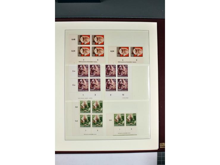 1949/90, in den Hauptnummern nahezu komplette postfrische Sammlung der Druckvermerke und Druckereizeichen, meist in Vierer- o
