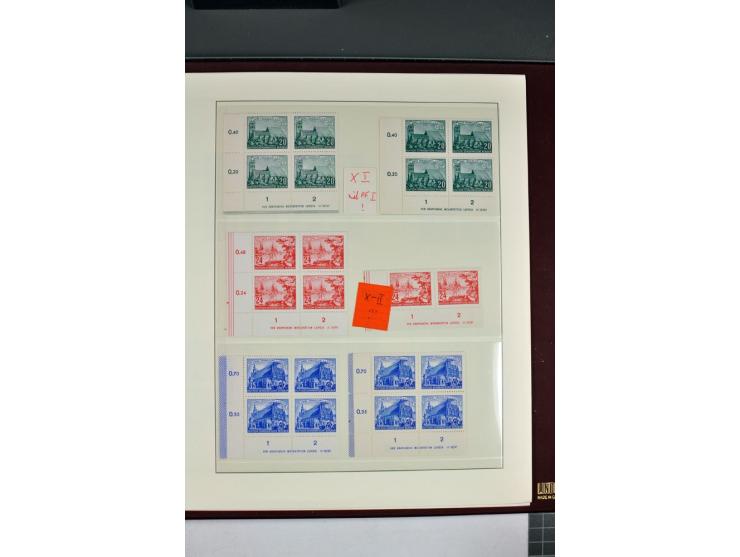 1949/90, in den Hauptnummern nahezu komplette postfrische Sammlung der Druckvermerke und Druckereizeichen, meist in Vierer- o