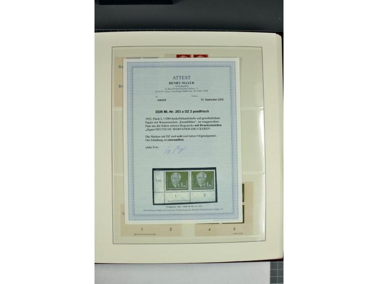 1949/90, in den Hauptnummern nahezu komplette postfrische Sammlung der Druckvermerke und Druckereizeichen, meist in Vierer- o