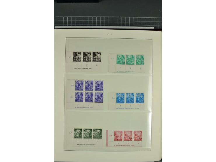 1949/90, in den Hauptnummern nahezu komplette postfrische Sammlung der Druckvermerke und Druckereizeichen, meist in Vierer- o