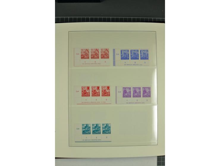 1949/90, in den Hauptnummern nahezu komplette postfrische Sammlung der Druckvermerke und Druckereizeichen, meist in Vierer- o