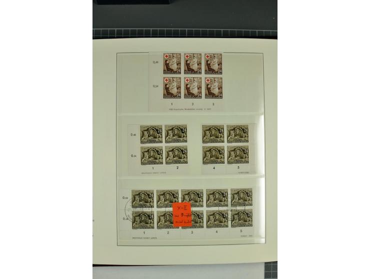 1949/90, in den Hauptnummern nahezu komplette postfrische Sammlung der Druckvermerke und Druckereizeichen, meist in Vierer- o