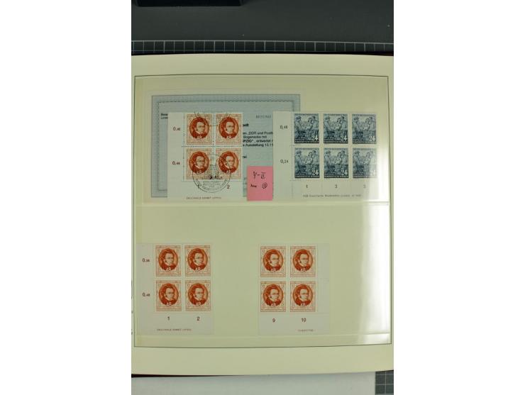1949/90, in den Hauptnummern nahezu komplette postfrische Sammlung der Druckvermerke und Druckereizeichen, meist in Vierer- o