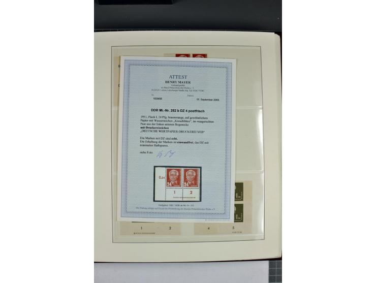 1949/90, in den Hauptnummern nahezu komplette postfrische Sammlung der Druckvermerke und Druckereizeichen, meist in Vierer- o
