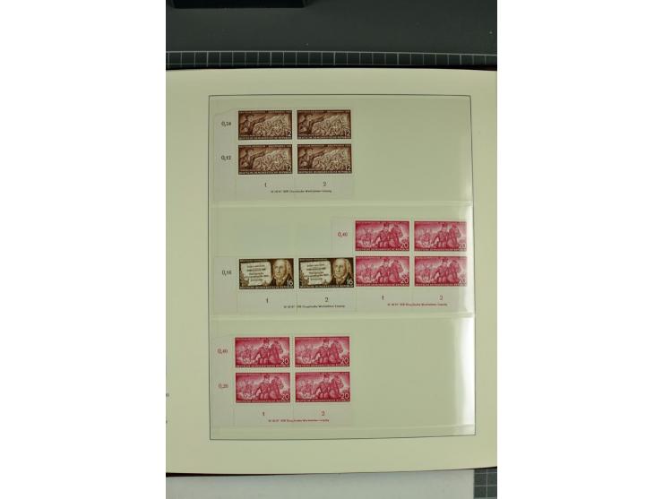1949/90, in den Hauptnummern nahezu komplette postfrische Sammlung der Druckvermerke und Druckereizeichen, meist in Vierer- o