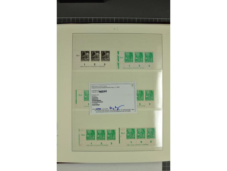 1949/90, in den Hauptnummern nahezu komplette postfrische Sammlung der Druckvermerke und Druckereizeichen, meist in Vierer- o