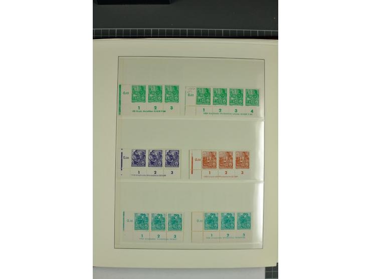 1949/90, in den Hauptnummern nahezu komplette postfrische Sammlung der Druckvermerke und Druckereizeichen, meist in Vierer- o
