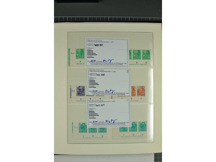 1949/90, in den Hauptnummern nahezu komplette postfrische Sammlung der Druckvermerke und Druckereizeichen, meist in Vierer- o