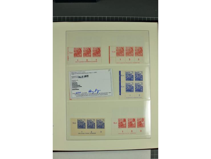1949/90, in den Hauptnummern nahezu komplette postfrische Sammlung der Druckvermerke und Druckereizeichen, meist in Vierer- o