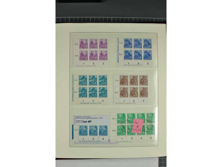 1949/90, in den Hauptnummern nahezu komplette postfrische Sammlung der Druckvermerke und Druckereizeichen, meist in Vierer- o